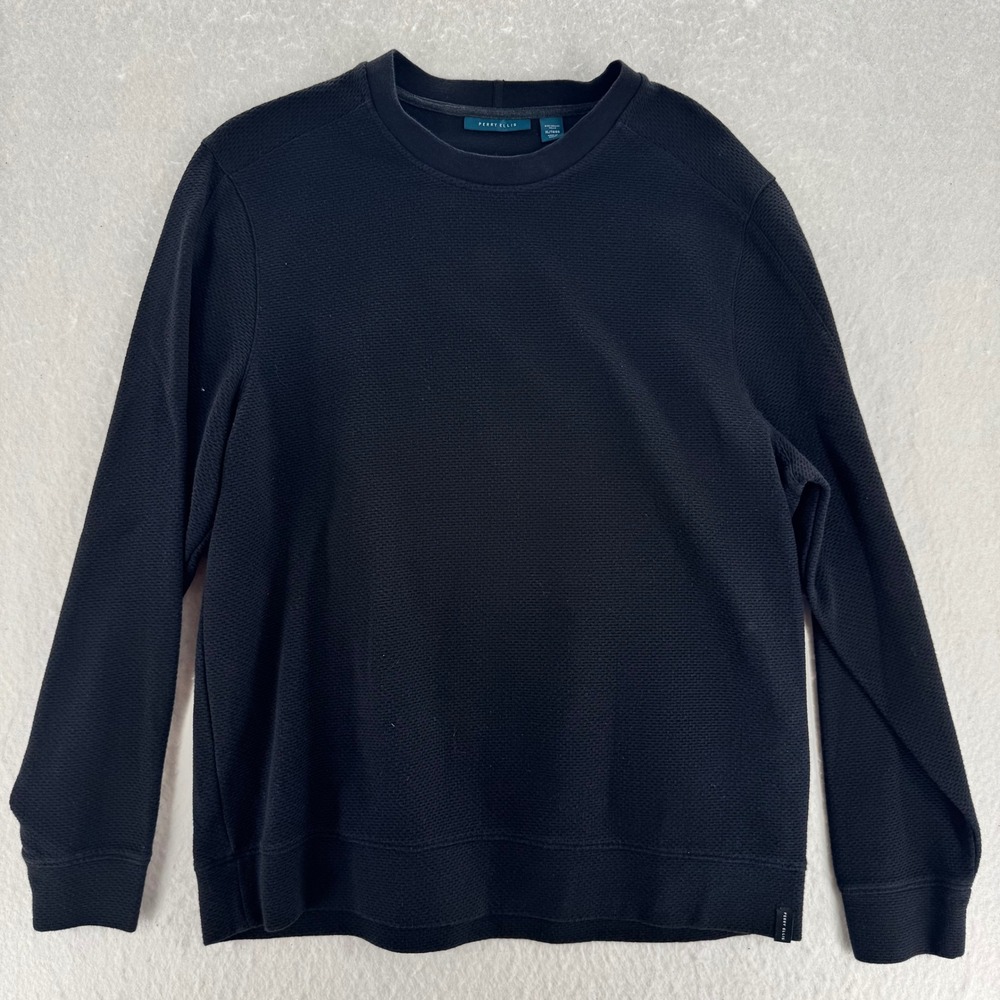 Perry Ellis - Sweatshirt Waffle Knit Textured - Black - XL - Mens